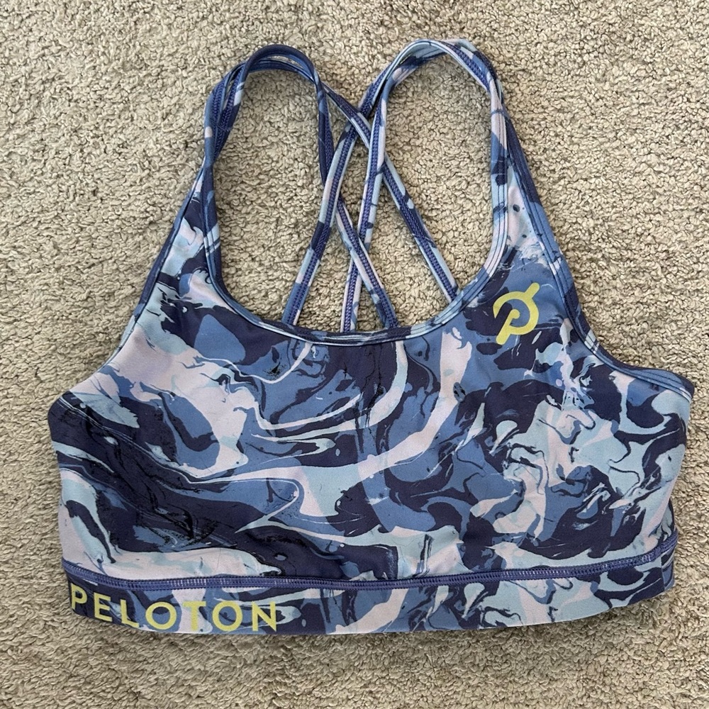 Peloton Blue and Yellow Sports Bra